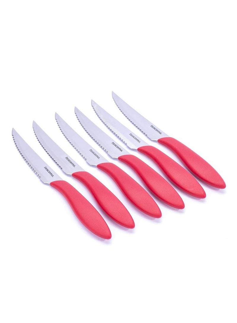 Presto Steak Knife 12Cm 6Pcs Red  29.5 X 12 X 1.8 Cm