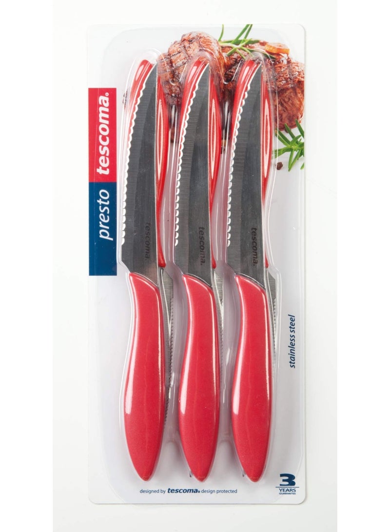 Presto Steak Knife 12Cm 6Pcs Red  29.5 X 12 X 1.8 Cm