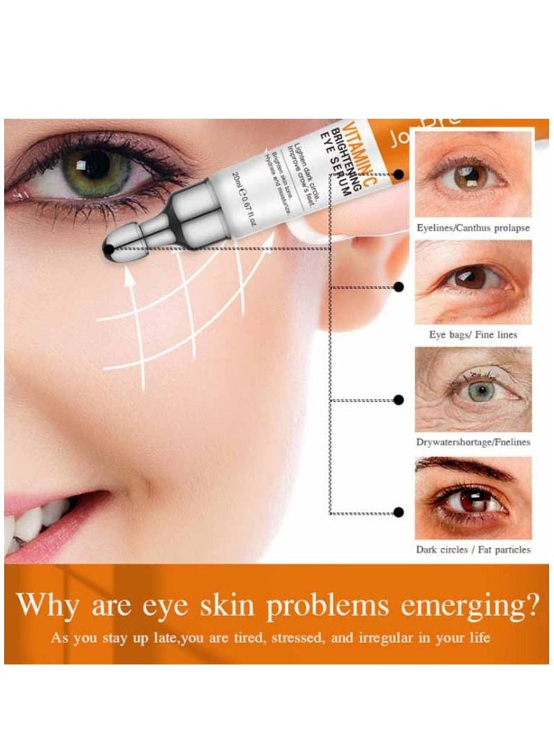 Vitamin C Brightening Eye Serum Lighten Anti Aging Eye Serum Reduces Wrinkles Fine Lines & Dark Circles Brightening Serum For Women 20ml