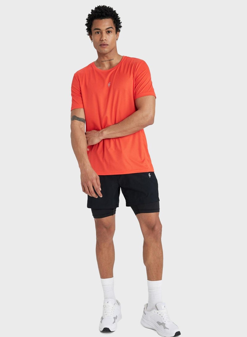 Defactofit Slim Fit Crew Neck Printed T-Shirt