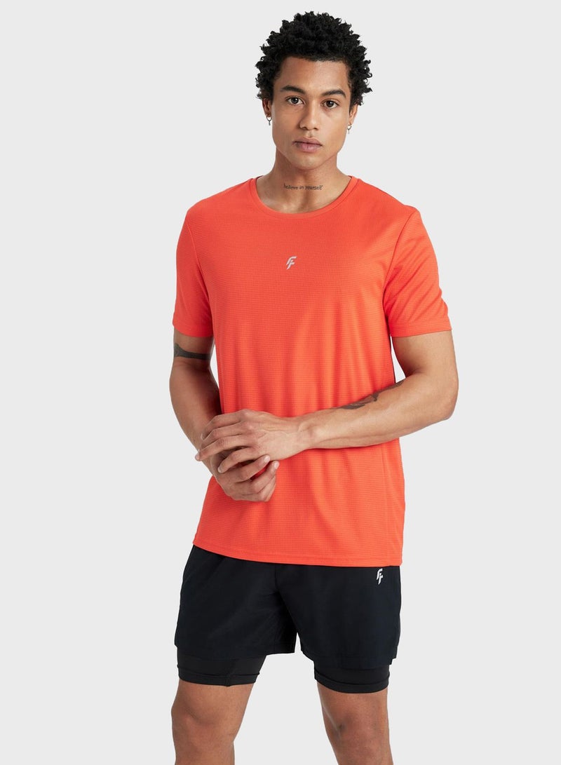 Defactofit Slim Fit Crew Neck Printed T-Shirt