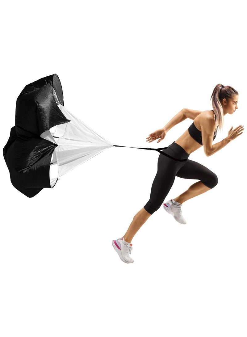 Power Chute Speed Training Running Parachute Resistance Trainer Speed And Acceleration Training Black 54 Inch With Carrying Bag