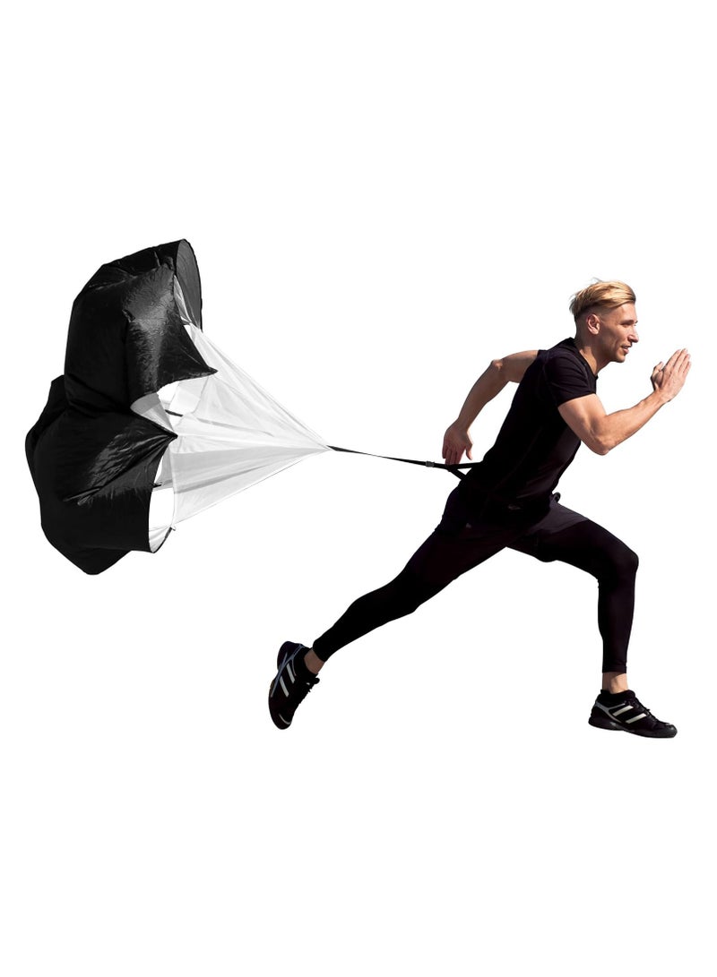 Power Chute Speed Training Running Parachute Resistance Trainer Speed And Acceleration Training Black 54 Inch With Carrying Bag