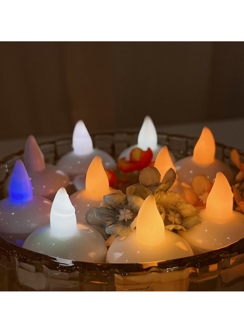 Waterproof Flameless Floating Tealights, Gold Floating Candles with Water Activated Sensor and Battery Operated, Waterproof Tea Lights for Wedding, Birthday Party, Hot Tub (12 Pcs)