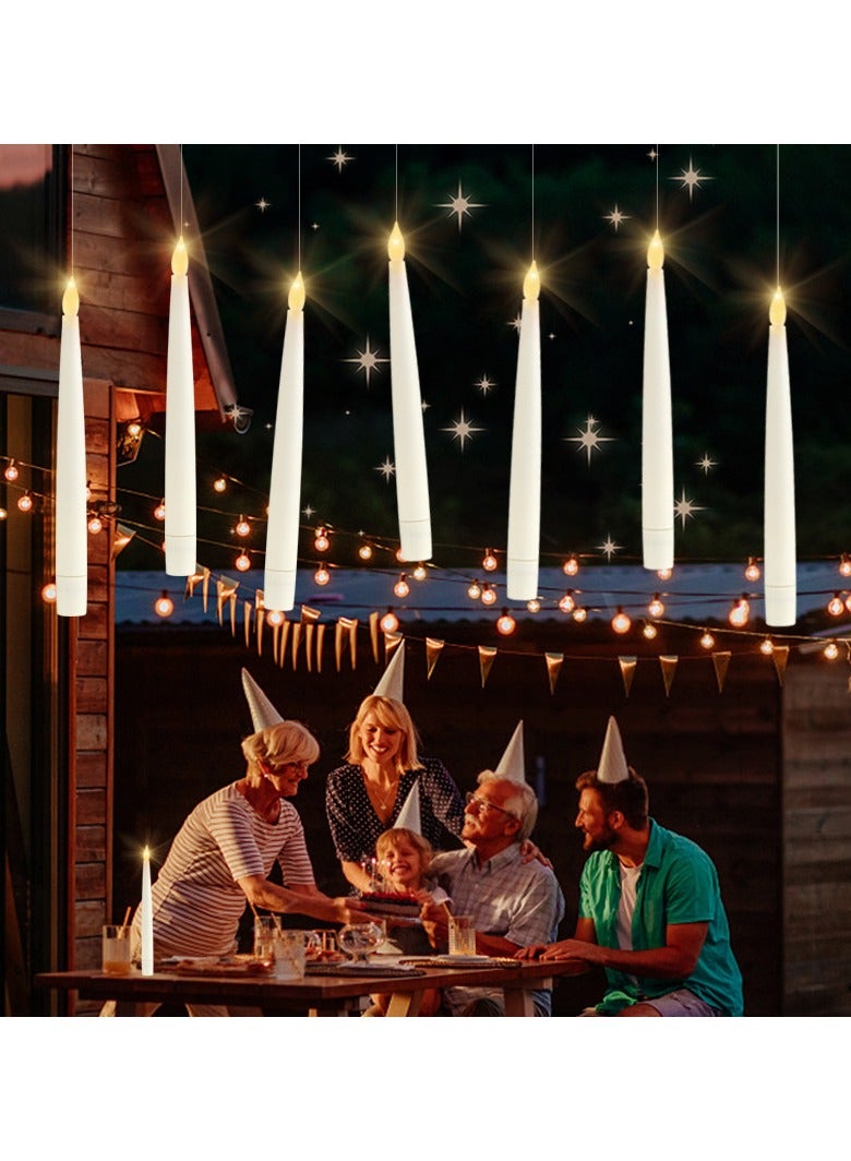 Flameless Taper 𝐅𝐥𝐨𝐚𝐭𝐢𝐧𝐠 𝐂𝐚𝐧𝐝𝐥𝐞𝐬，10/12/20 PCs Magic Hanging Candles with Magic Wand Remote，3D Wick LED Taper Candles Battery Operated for Wedding, Halloween, Birthday Party