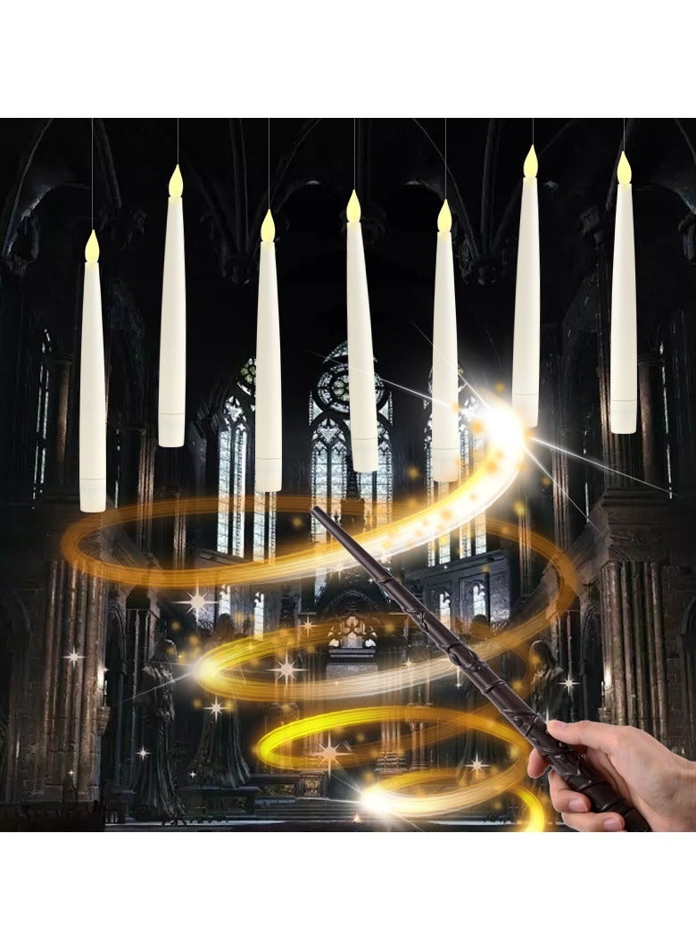 Flameless Taper 𝐅𝐥𝐨𝐚𝐭𝐢𝐧𝐠 𝐂𝐚𝐧𝐝𝐥𝐞𝐬，10/12/20 PCs Magic Hanging Candles with Magic Wand Remote，3D Wick LED Taper Candles Battery Operated for Wedding, Halloween, Birthday Party