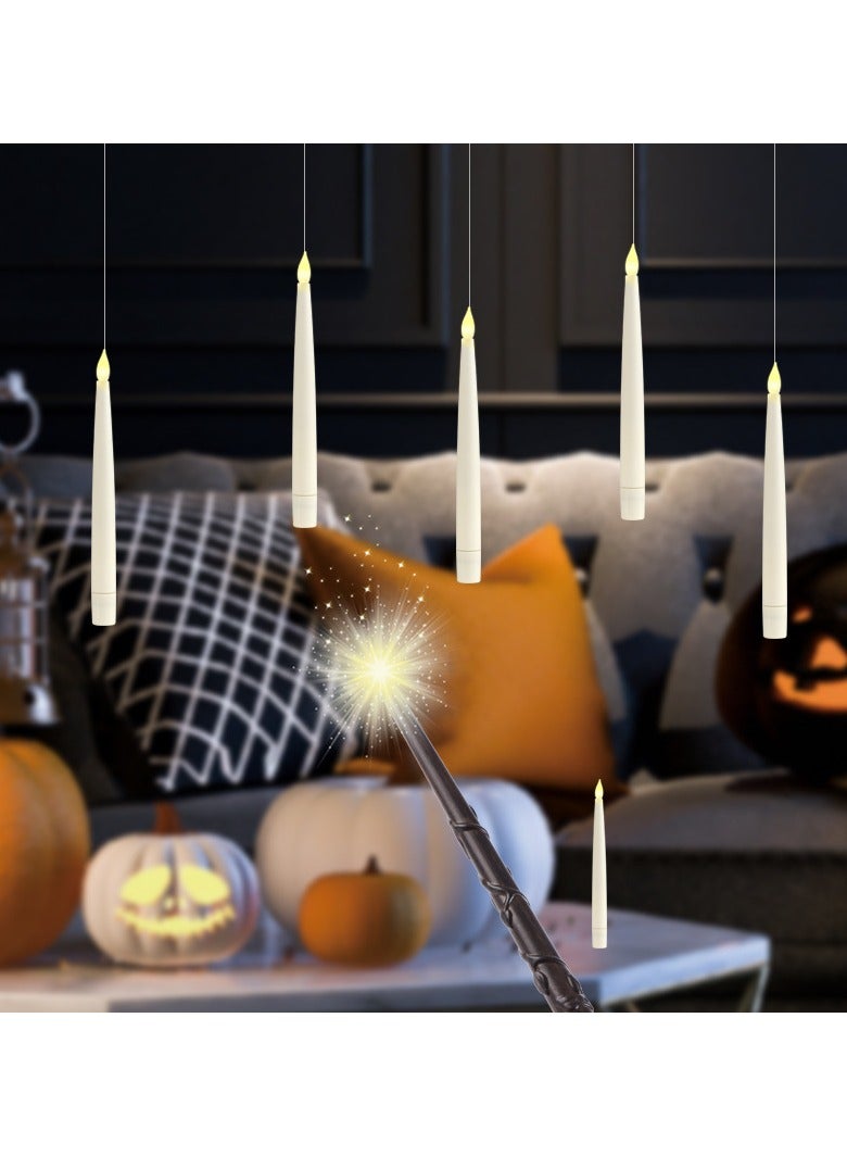 Flameless Taper 𝐅𝐥𝐨𝐚𝐭𝐢𝐧𝐠 𝐂𝐚𝐧𝐝𝐥𝐞𝐬，10/12/20 PCs Magic Hanging Candles with Magic Wand Remote，3D Wick LED Taper Candles Battery Operated for Wedding, Halloween, Birthday Party