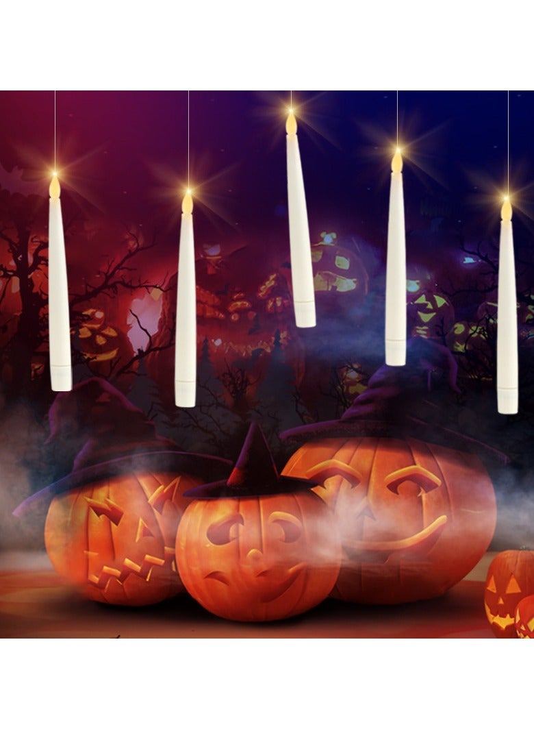 Flameless Taper 𝐅𝐥𝐨𝐚𝐭𝐢𝐧𝐠 𝐂𝐚𝐧𝐝𝐥𝐞𝐬，10/12/20 PCs Magic Hanging Candles with Magic Wand Remote，3D Wick LED Taper Candles Battery Operated for Wedding, Halloween, Birthday Party