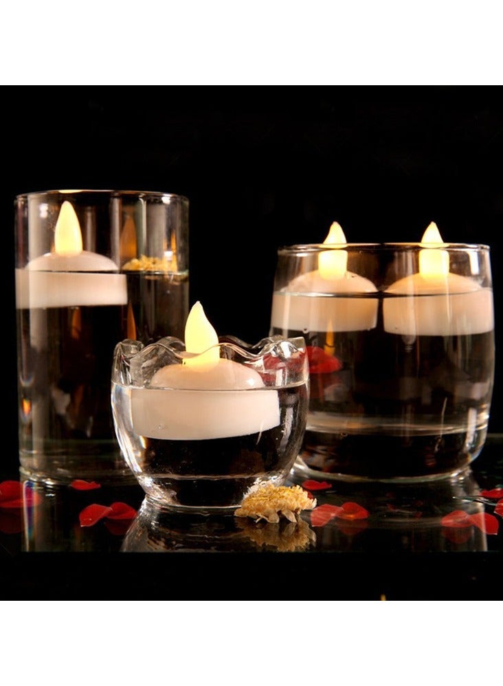Waterproof Flameless Floating Tealights, Gold Floating Candles with Water Activated Sensor and Battery Operated, Waterproof Tea Lights for Wedding, Birthday Party, Hot Tub (12 Pcs)