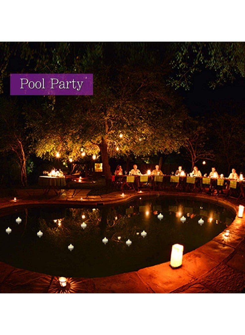 Waterproof Flameless Floating Tealights, Gold Floating Candles with Water Activated Sensor and Battery Operated, Waterproof Tea Lights for Wedding, Birthday Party, Hot Tub (12 Pcs)