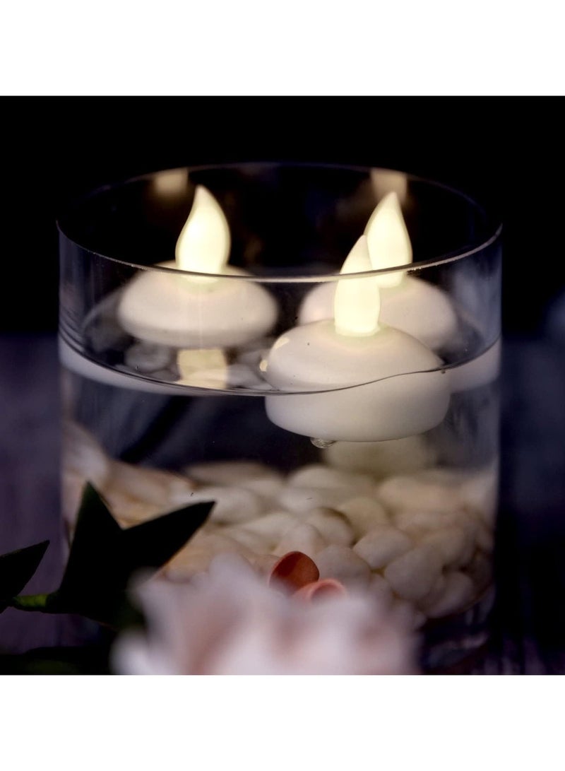 Waterproof Flameless Floating Tealights, Gold Floating Candles with Water Activated Sensor and Battery Operated, Waterproof Tea Lights for Wedding, Birthday Party, Hot Tub (12 Pcs)