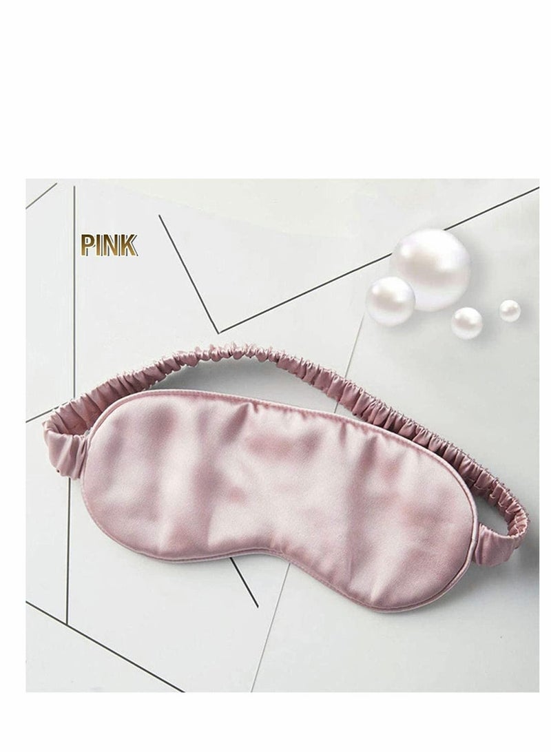 Sleep Mask, Silk Eye Mask for Sleeping Women/Men/Girls, Both Sides 100% Pure Mulberry Silk Blackout Anti-Allergy Blindfold with Elastic Strap for Full Night's Sleep, Travel and Nap (Pink)