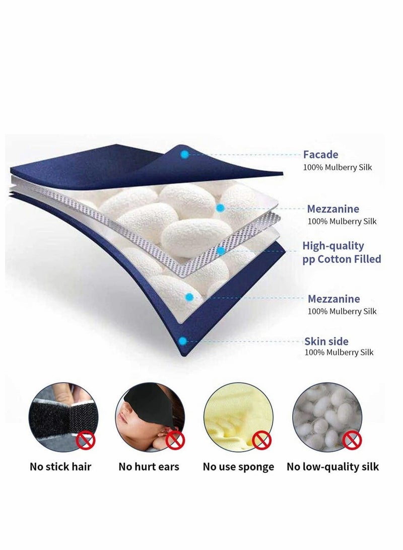 Sleep Mask, Silk Eye Mask for Sleeping Women/Men/Girls, Both Sides 100% Pure Mulberry Silk Blackout Anti-Allergy Blindfold with Elastic Strap for Full Night's Sleep, Travel and Nap (Pink)