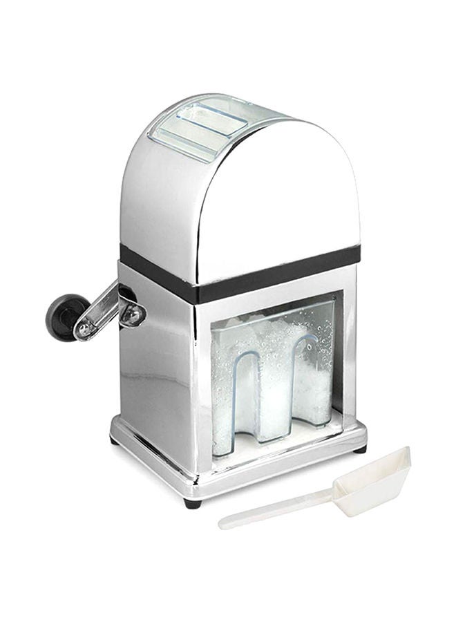 Stylish Chrome Plated Ice Crusher With Tray And Scoop White 16 X 27centimeter