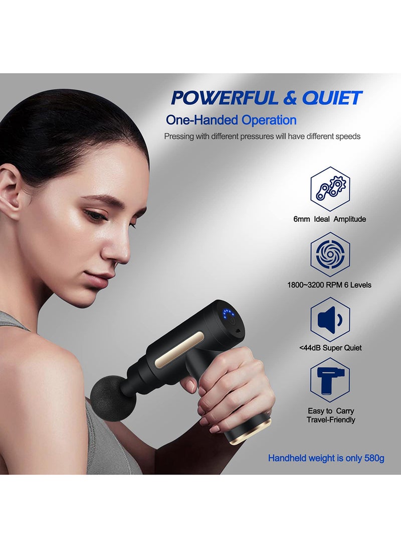 Mini Massage Gun Percussion Deep Tissues Muscle Massager Gun With 6 Speeds Massage Device Super Quiet Portable Electric Handheld Body Massager For Back Neck Pain Relief