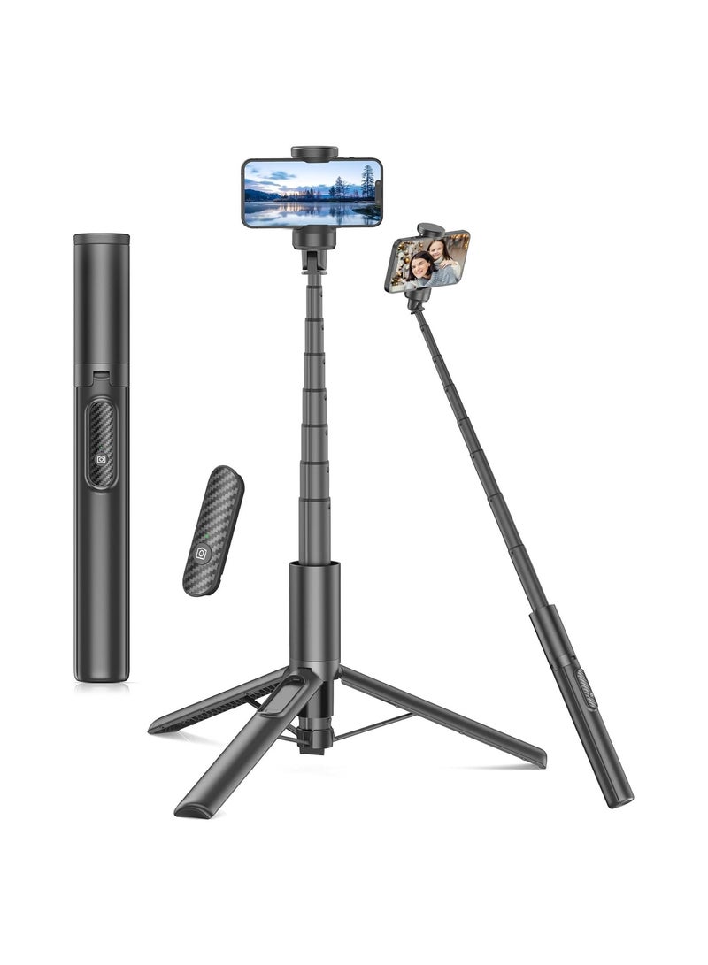 153CM Selfie Stick Tripod 2024 New Upgraded 360° Rotatable Tripod Aluminum Telescopic Pole and Wireless Remote Suitable for Selfies/Live/Travel