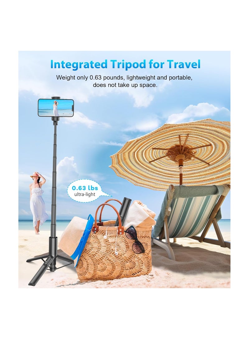 153CM Selfie Stick Tripod 2024 New Upgraded 360° Rotatable Tripod Aluminum Telescopic Pole and Wireless Remote Suitable for Selfies/Live/Travel