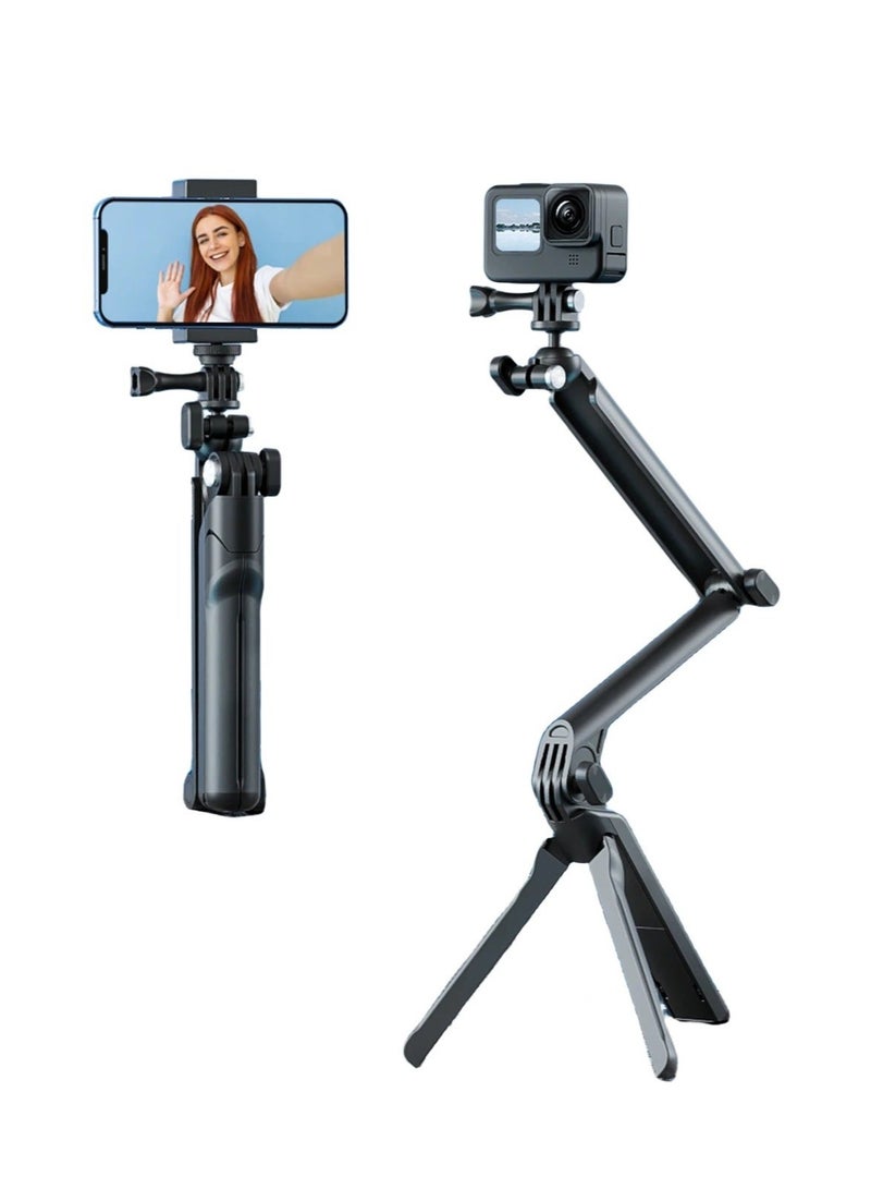 TELESIN 3-Way Selfie Stick Tripod Grip Magic Arm Foldable Pole Multi-Mount For Insta360 Ace Pro GoPro 12 11 Action 4 3 Accessory