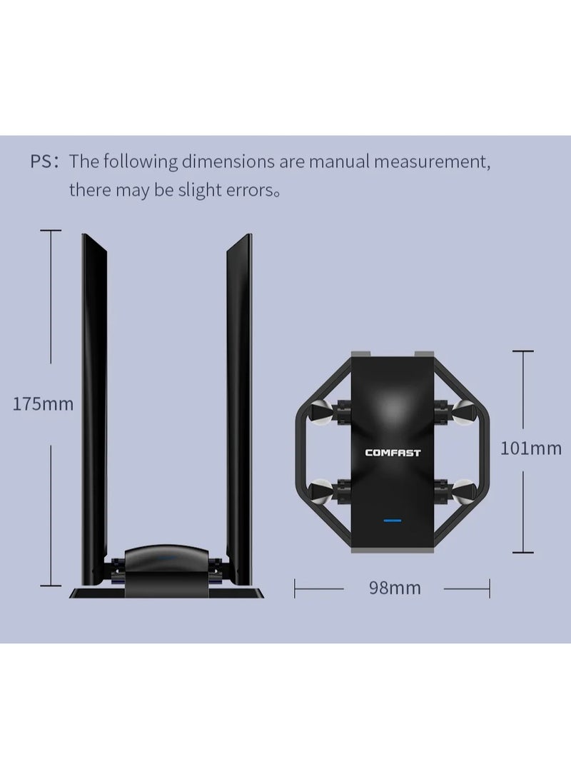 Comfast 1300Mbps Adaptador 2.4G&5GHz Usb Network Card Wireless WiFi Adapter High Gain 4*6dbi Antenna Desktop Linux Wi-fi Receive