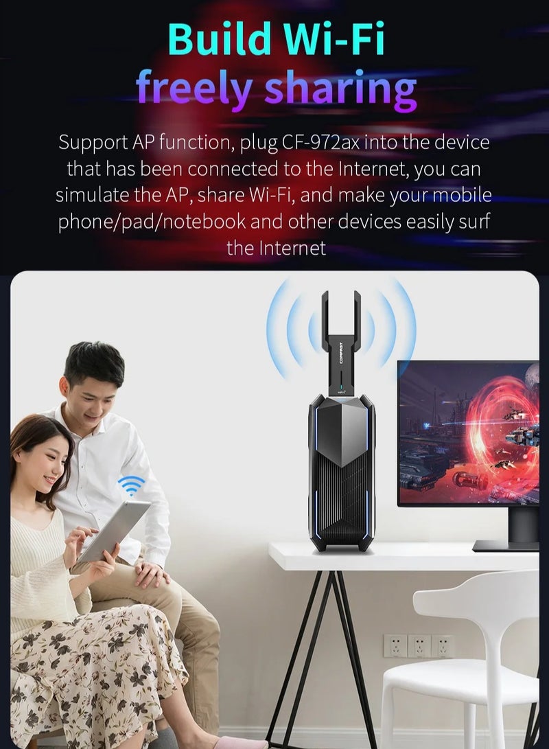 AX5400 Adaptador Wifi 6E Usb 3.0 Adapter 5Ghz/2.4G/6G Antena Wi fi 6 Para 802.11AX PC Ethernet Wireless Network Card Cle Dongle