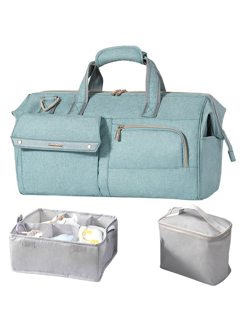 3 In1 Travel Bag detachable Diaper Caddy With Multiple Compartments - Green