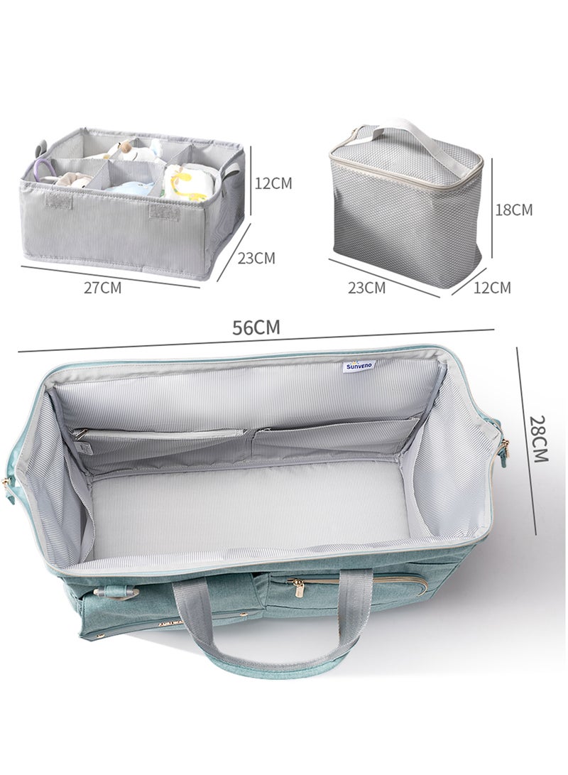 3 In1 Travel Bag detachable Diaper Caddy With Multiple Compartments - Green