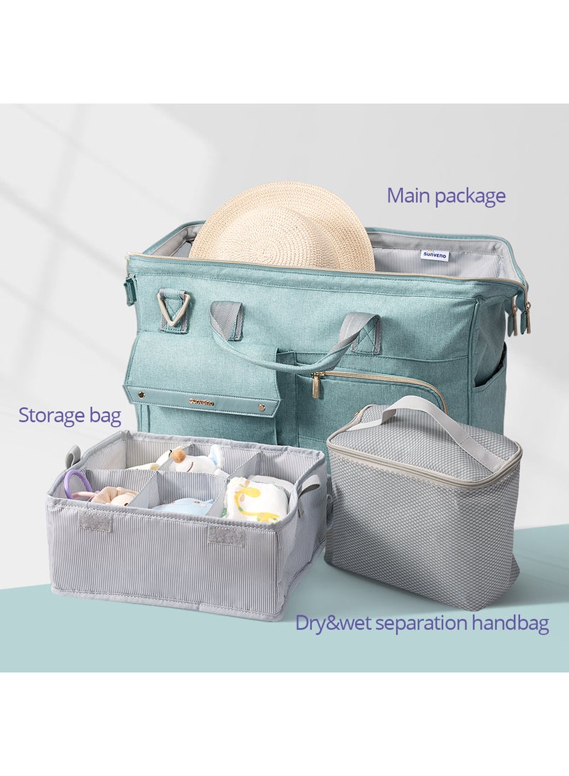 3 In1 Travel Bag detachable Diaper Caddy With Multiple Compartments - Green