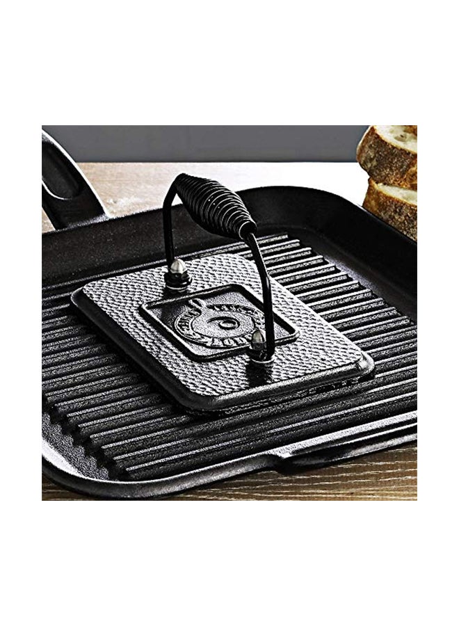 Cast Iron Grill Press Black 6.75x3.5inch