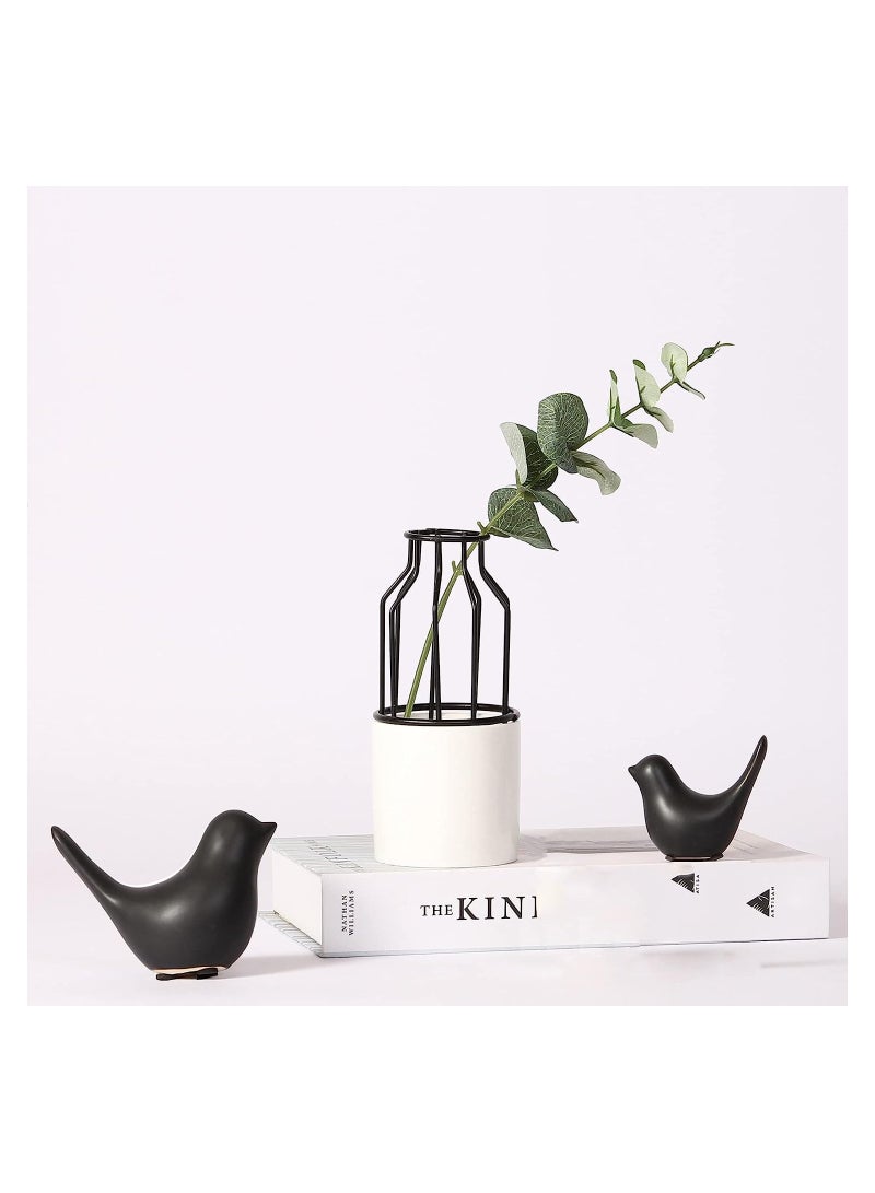 2pcs Ceramic Bird Statue Home Decor