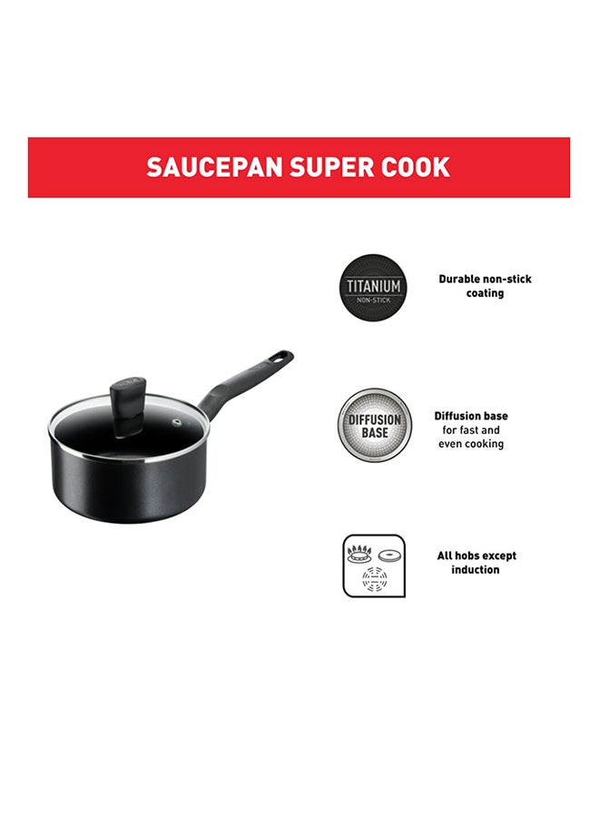 G6 Non-Stick Super Cook Saucepan With Lid 18 cm Black/Clear