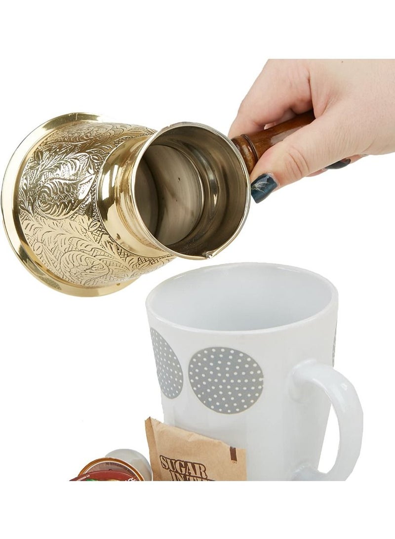 Turkish Style Brass Coffee Pot with Wooden Handle
