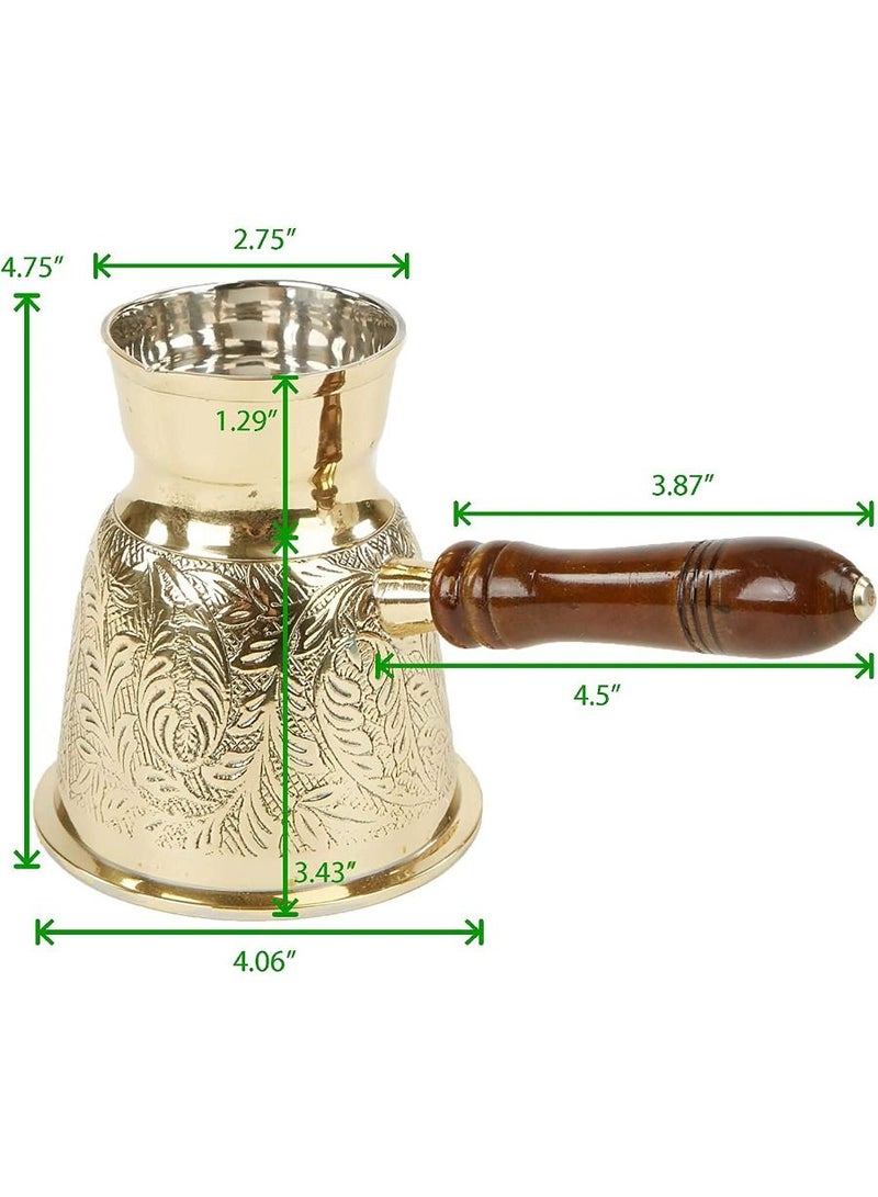 Turkish Style Brass Coffee Pot with Wooden Handle