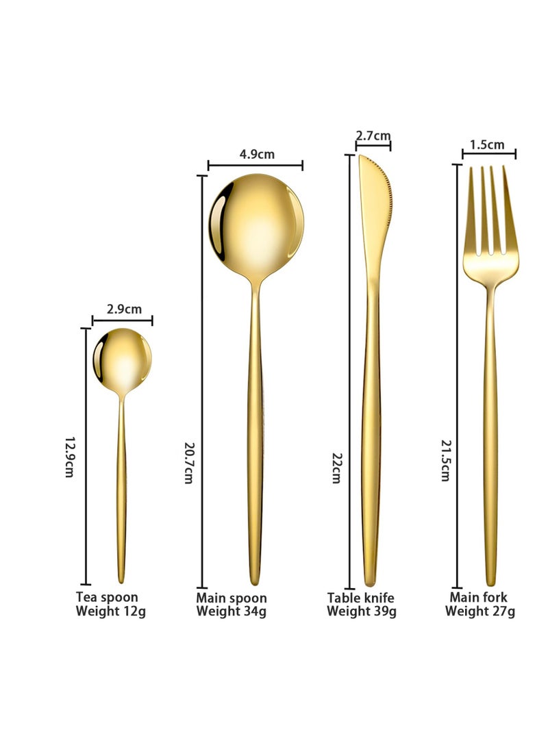 Gold Plated Flatware Set Steak Knife Set, 4 Piece Set Cutlery Set of Gold Color Knife, Multipurpose Flatware Utensils for Home Dining, Wedding, Party, Tableware Eating for Home Restaurant