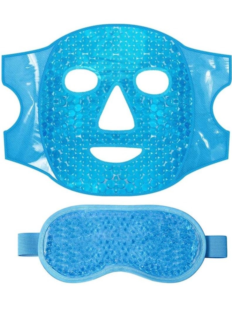 Gel Beads Face and  Eye Masks Kit Hot and Cold Mask Cooling Ice and Heat Facial Eye Pack Therapy Cooling Gel Ice Eye Mask for Stress Relief Headaches Puffy Eye Eye Bags