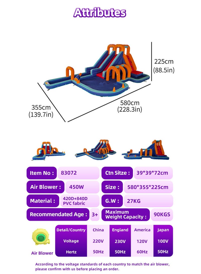 Inflatable Water Slide Kids Waterslide Park Outdoor with Dual Slides for Racing Fun Climbing Blow-up Water Slides