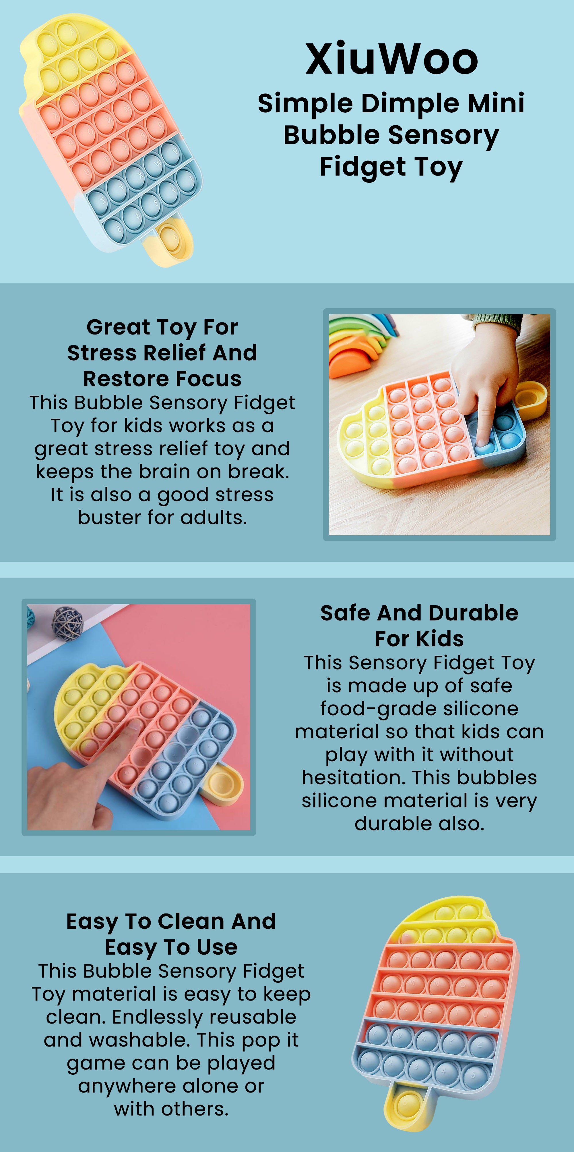Simple Dimple Mini Bubble Sensory Ergonomic Lightweight High-Quality Fidget Toy 18x10.5cm