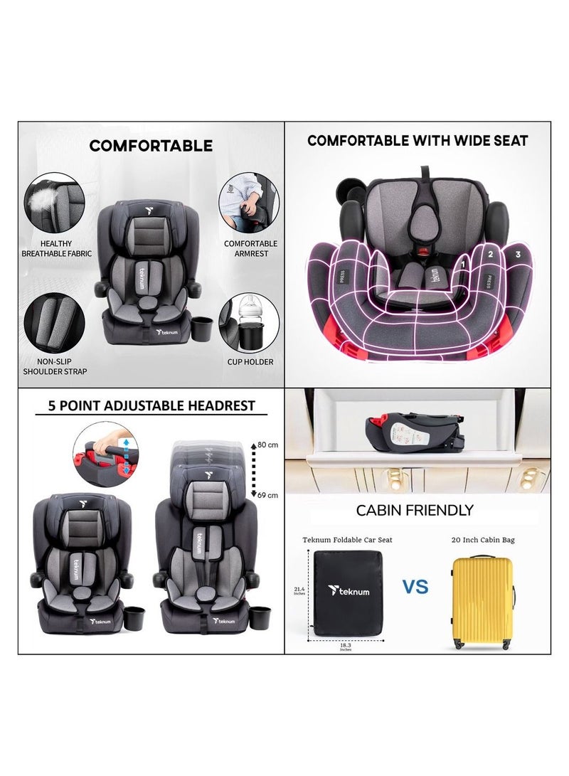 Pack And Go Foldable Car Seat With Ace Diaper Bag - Grey