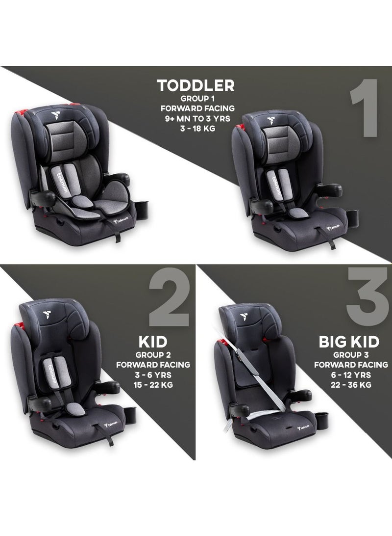 Pack And Go Foldable Car Seat With Ace Diaper Bag - Grey