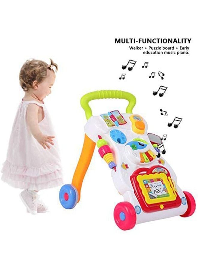 2 In 1 Baby Activity Walker For Kids Baby Push Walker For Baby With Speed Adjustable Wheel Writing Board Piano Rattles Rotating Baby Toys Activity Kids Walker For Baby Boys Girls 6 To 24 Months