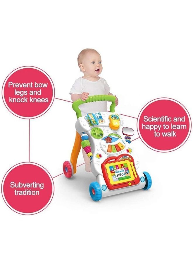 2 In 1 Baby Activity Walker For Kids Baby Push Walker For Baby With Speed Adjustable Wheel Writing Board Piano Rattles Rotating Baby Toys Activity Kids Walker For Baby Boys Girls 6 To 24 Months