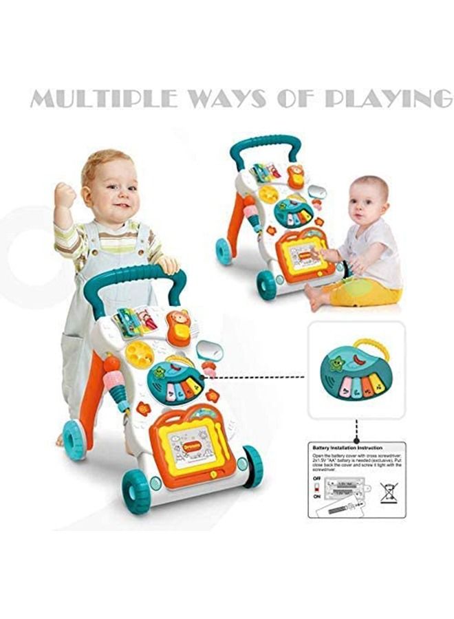 2 In 1 Baby Activity Walker For Kids Baby Push Walker For Baby With Speed Adjustable Wheel Writing Board Piano Rattles Rotating Baby Toys Activity Kids Walker For Baby Boys Girls 6 To 24 Months