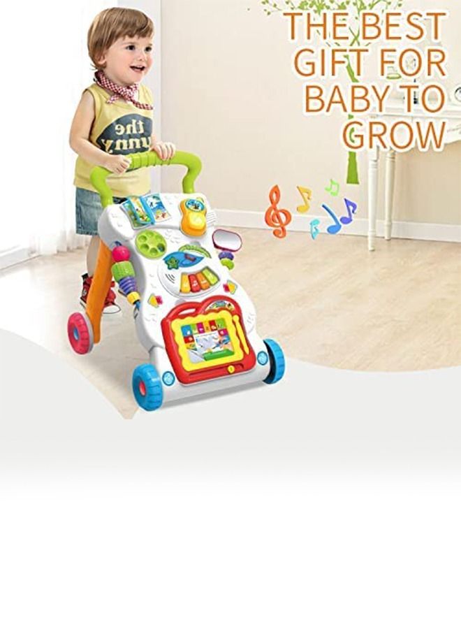 2 In 1 Baby Activity Walker For Kids Baby Push Walker For Baby With Speed Adjustable Wheel Writing Board Piano Rattles Rotating Baby Toys Activity Kids Walker For Baby Boys Girls 6 To 24 Months