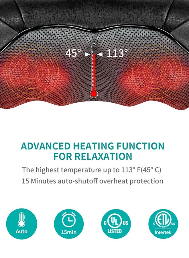 Shiatsu Neck and Back Massager with Soothing Heat, Nekteck Electric Deep Tissue 3D Kneading Massage Pillow for Shoulder, Leg, Body Muscle Pain Relief, Home, Office, and Car Use