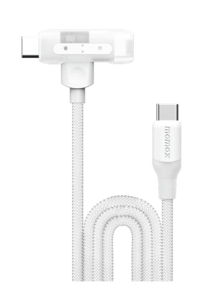 1-Link Flow Duo 2-IN-1 USB-C to USB-C + Lightning Braided Cable 1.5m -  MFi Certified, Fast Charging, Heavy Duty 35,000 Bends, for iPhone 15/14/13/12 Pro Max/Pro/Plus, Samsung S24/S23 - White