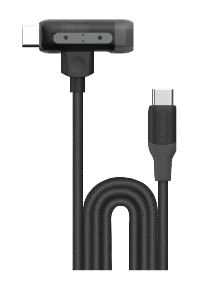 1-Link Flow Duo 2-IN-1 USB-C to USB-C + Lightning Braided Cable 1.5m -  MFi Certified, Fast Charging, Heavy Duty 35,000 Bends, for iPhone 15/14/13/12 Pro Max/Pro/Plus, Samsung S24/S23 - Black