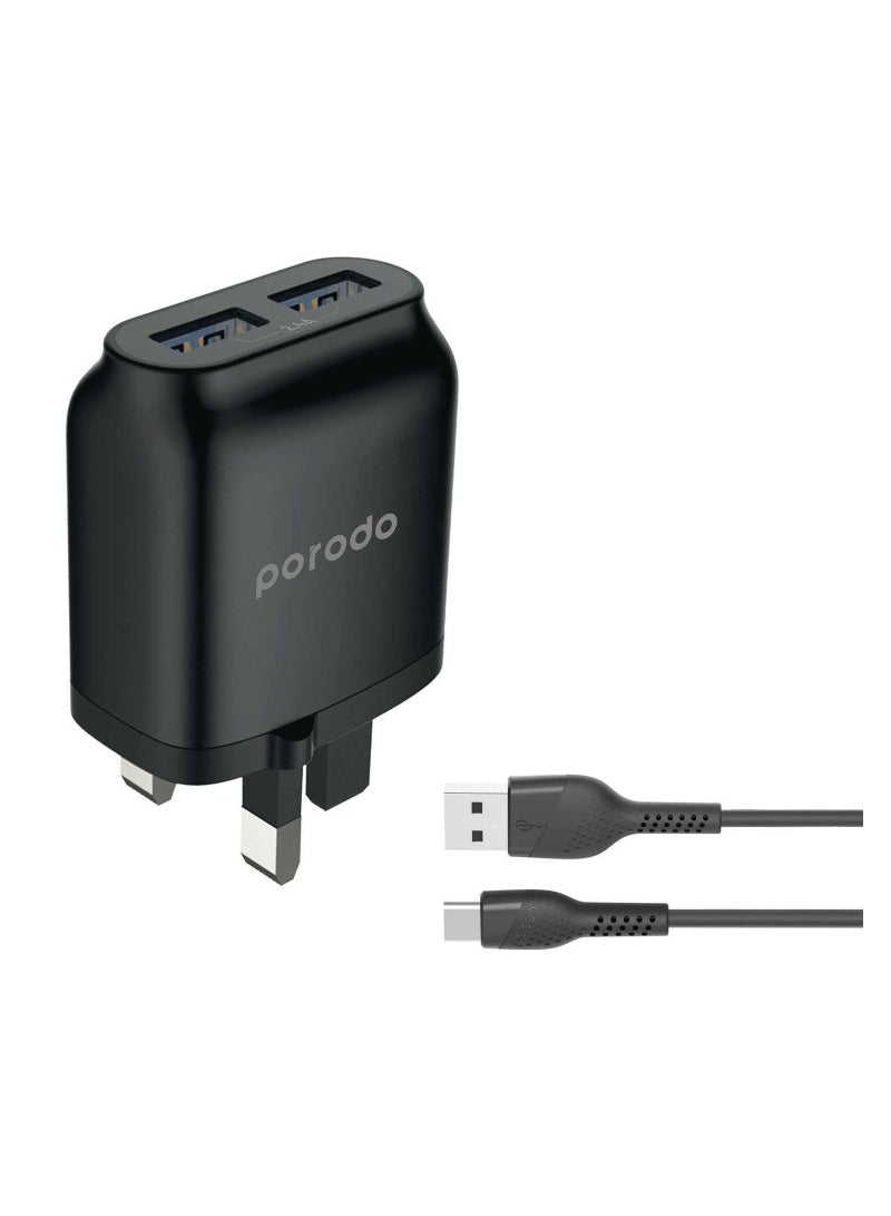 Dual Port Wall Charger Fast Charging and Auto-ID 2.4 With Type-C Cable 1.2M Compatible with  iPad mini 6, MacBook Pro 2021 14