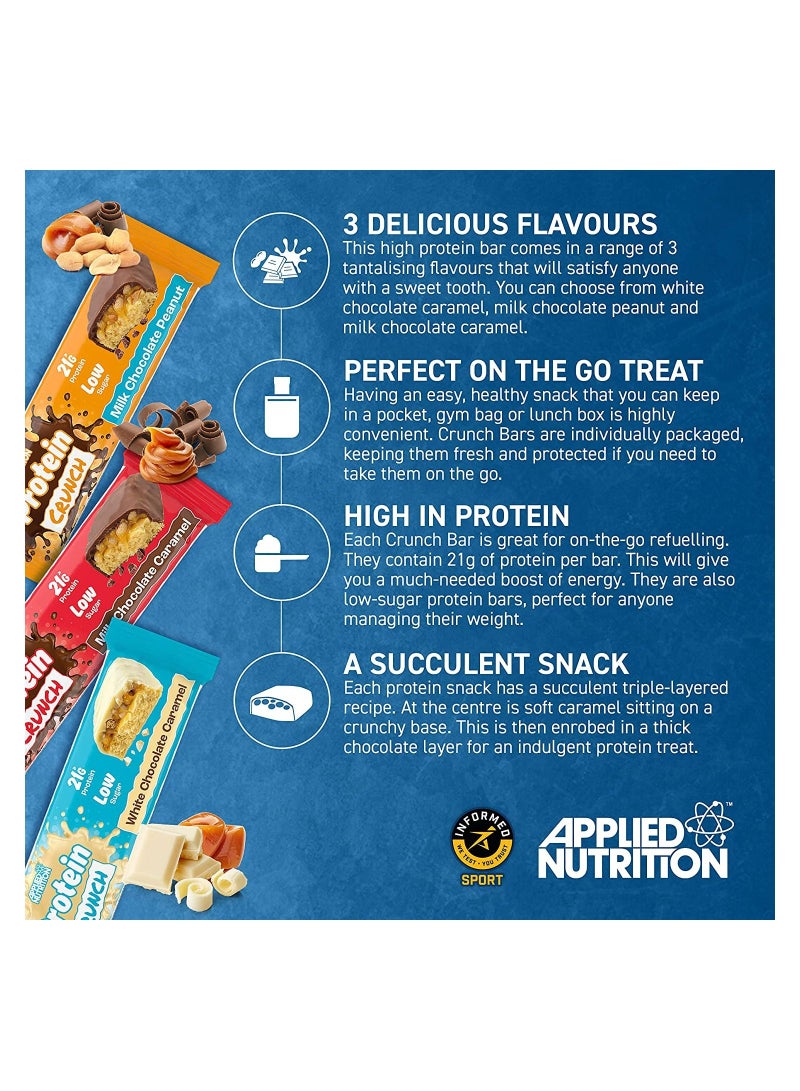 Protein Crunch - Protein Bars, High Protein, Low Sugar (White Chocolate Caramel) (62G X 12)