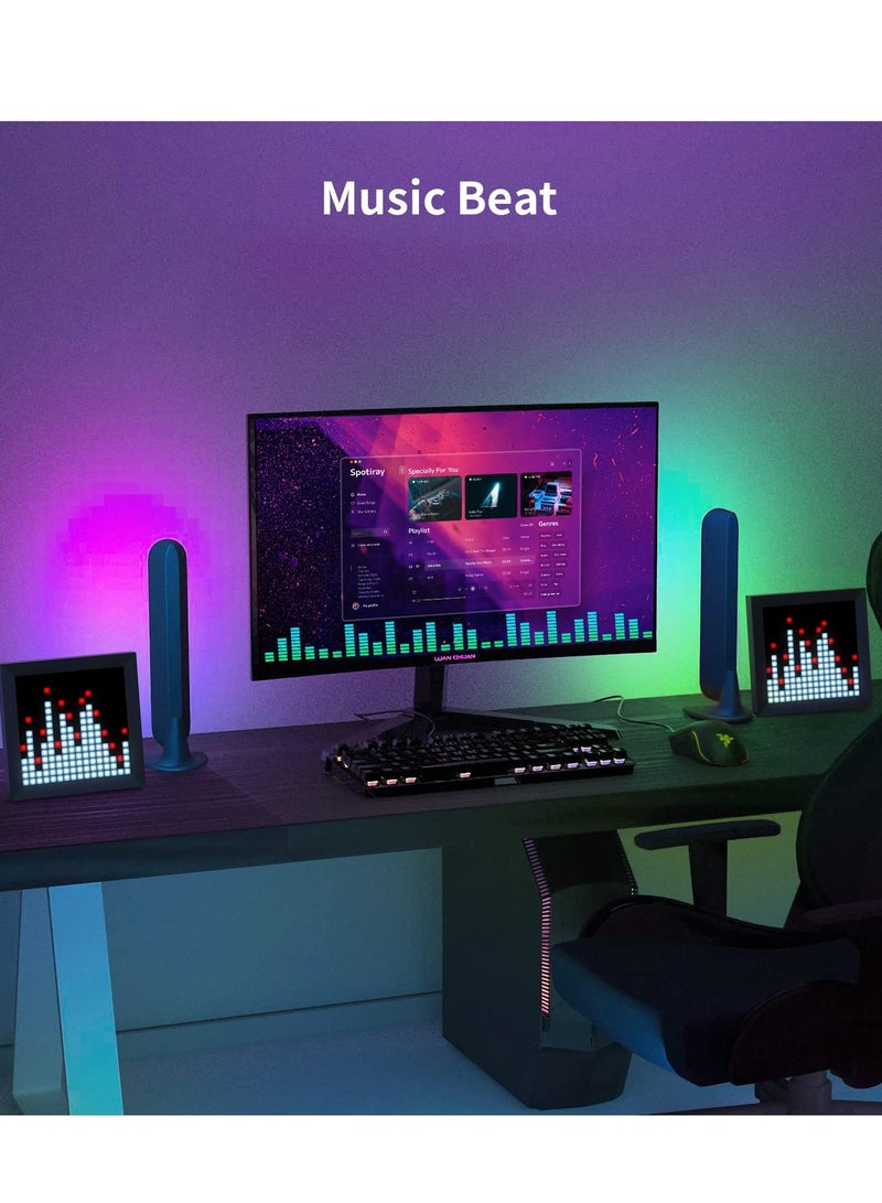 Pixel Art Digital Picture Frame, LED Light Display Panel Suit for RGB Light Bars, with Smart App Control Cool Animation Desk Setup for PC, TV, Gaming Room Decor