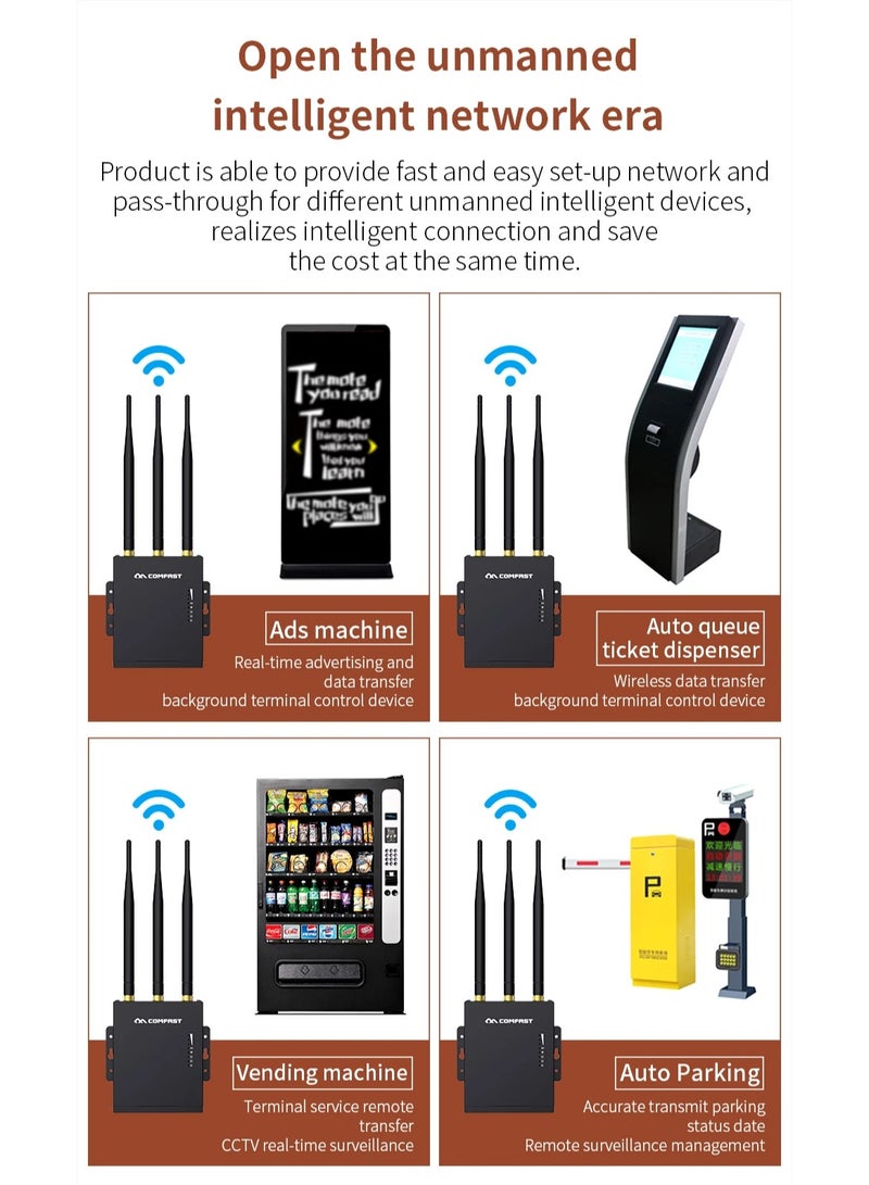 Comfast CF-E7 Outdoor 2.4G LTE Wireless AP Wifi Router Korea 4G 3G SIM Card Waterproof Outdoor Router 3*5dBi Antenna Access AP