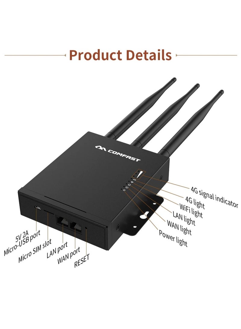 Comfast CF-E7 Outdoor 2.4G LTE Wireless AP Wifi Router Korea 4G 3G SIM Card Waterproof Outdoor Router 3*5dBi Antenna Access AP